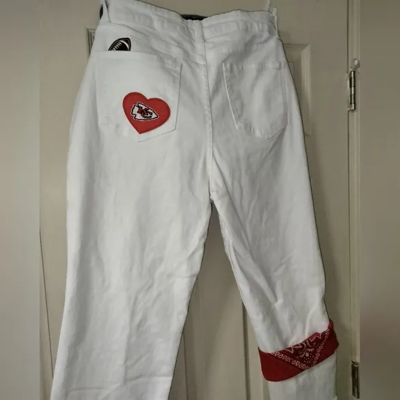 Custom 1 of 1 Kansas City Chiefs Patch Accents Jeans Embellished Upcycle