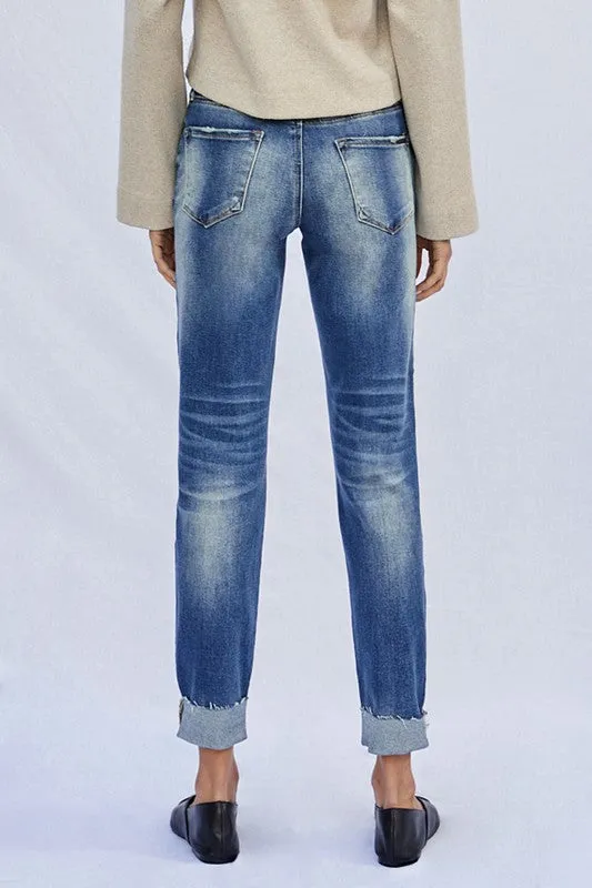 Denim Lab USA Raw Hem Boyfriend Jeans