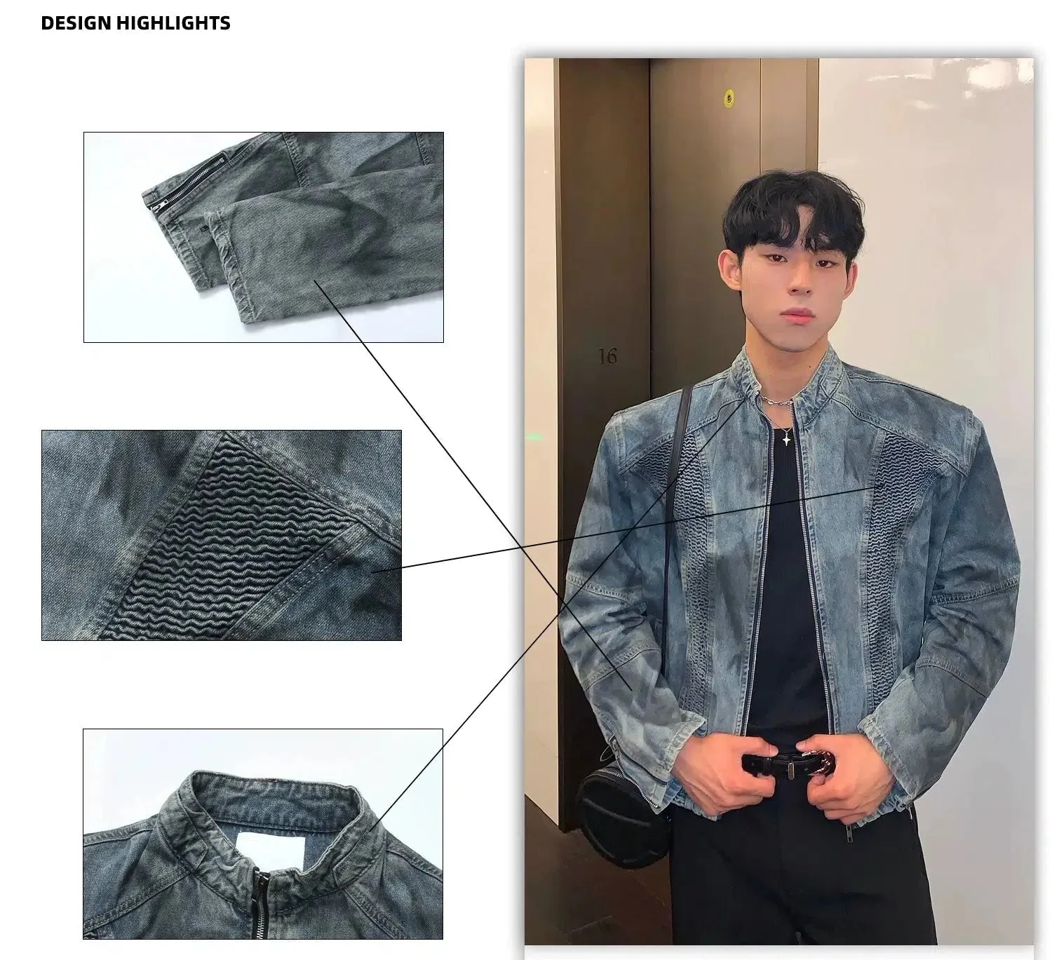 Dirty-dyed Denim Zipper Jacket