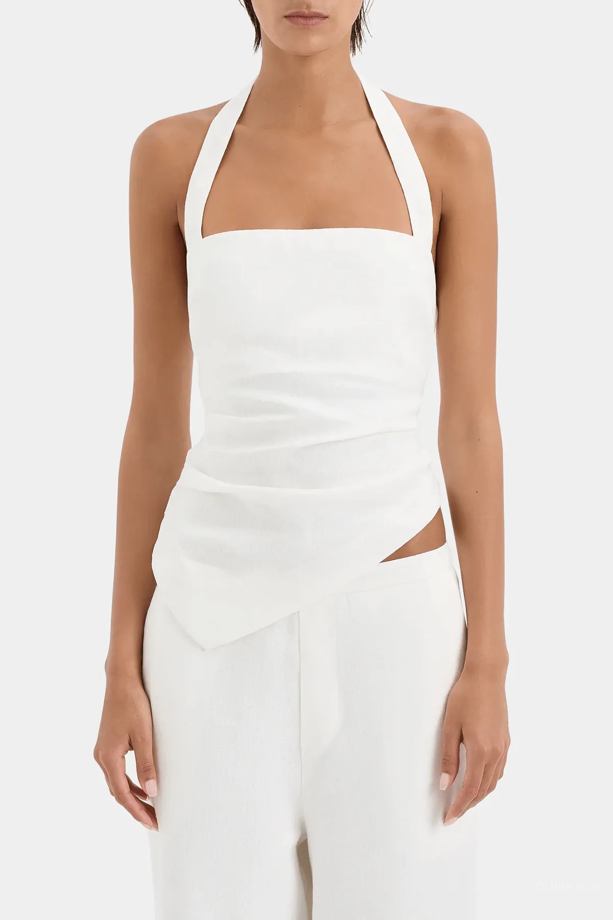 Dorian Halter Top in Ivory