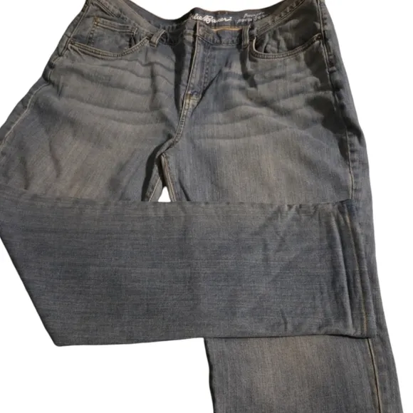 Eddie Bauer Women's Boyfriend Mid-Rise Straight Flannel Lined Jeans Sz 16
