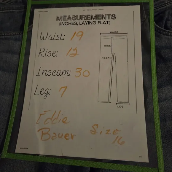 Eddie Bauer Women's Boyfriend Mid-Rise Straight Flannel Lined Jeans Sz 16