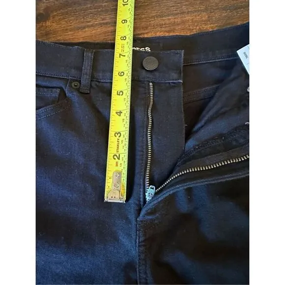 Express original super high waist straight leg jeans in black.