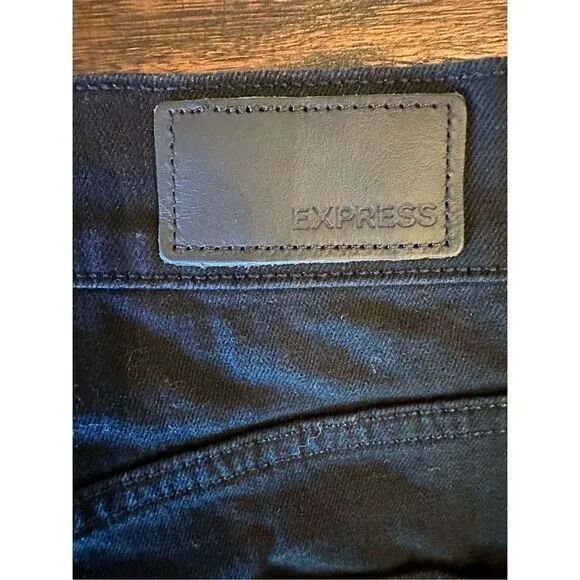Express original super high waist straight leg jeans in black.