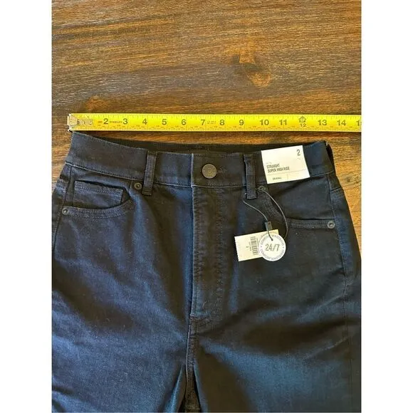 Express original super high waist straight leg jeans in black.