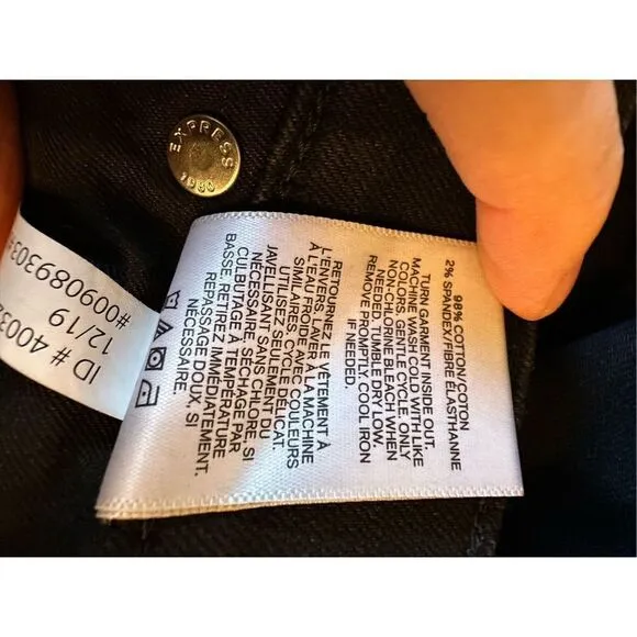 Express original super high waist straight leg jeans in black.
