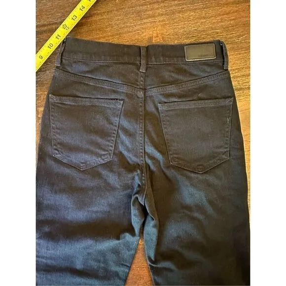 Express original super high waist straight leg jeans in black.