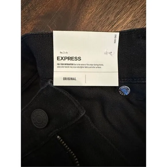 Express original super high waist straight leg jeans in black.