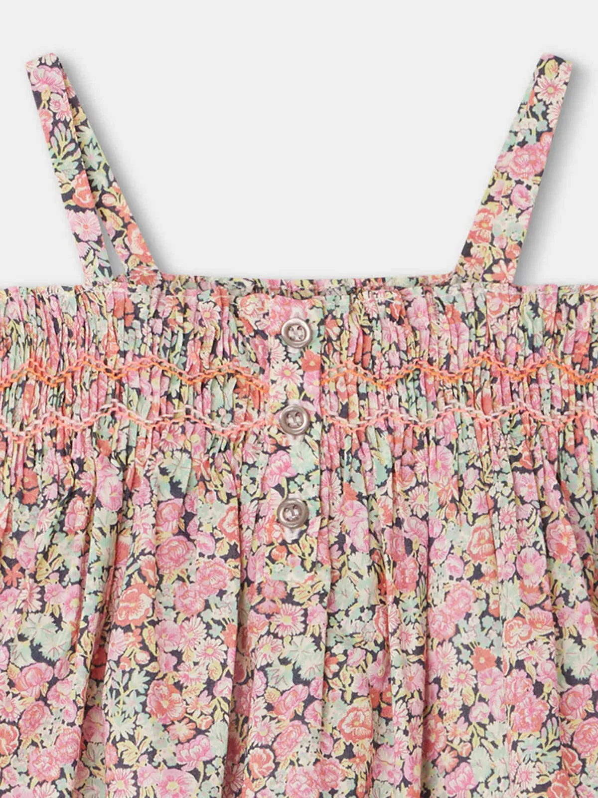 Fabricia Coral Floral Smocked Dress