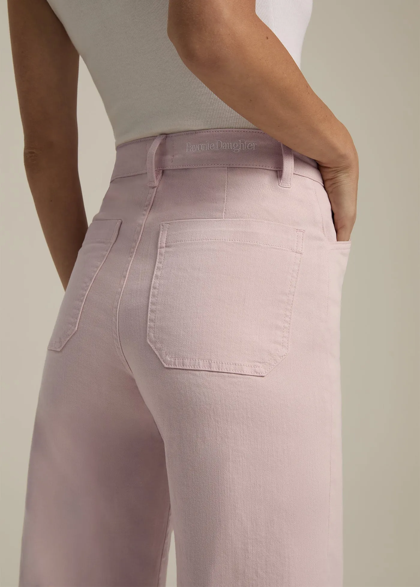 Favorite Daughter - Mischa High Rise Wide Leg Jeans - Pale Pink