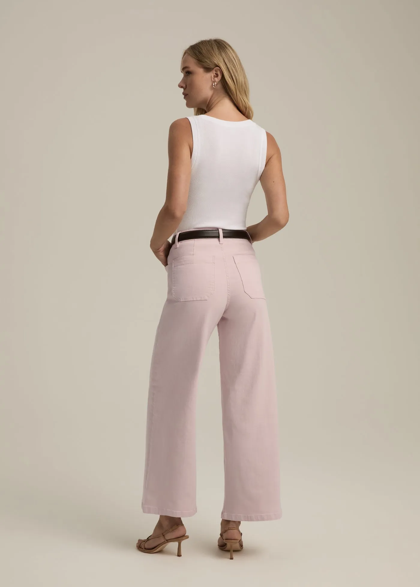 Favorite Daughter - Mischa High Rise Wide Leg Jeans - Pale Pink