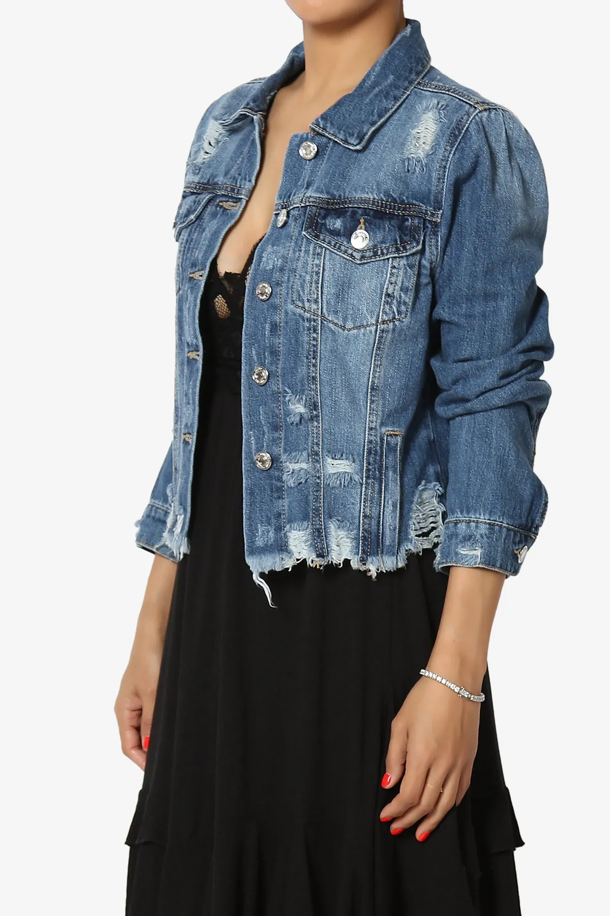 Fiore Distressed Denim Jacket PLUS