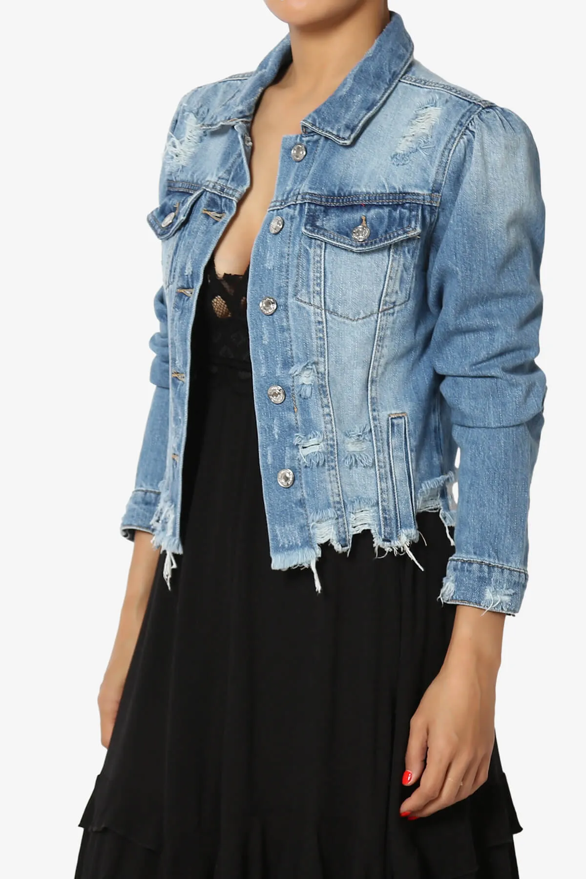 Fiore Distressed Denim Jacket PLUS