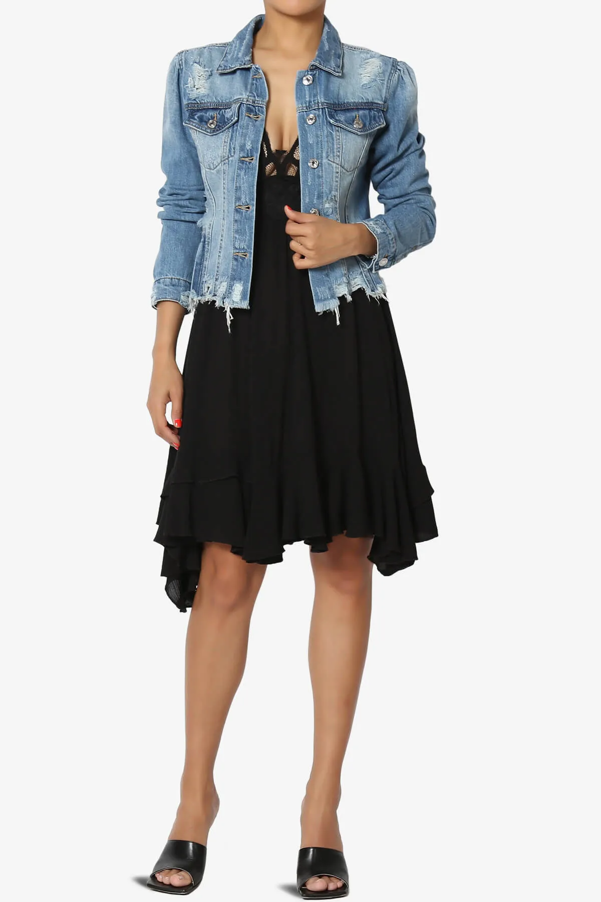 Fiore Distressed Denim Jacket PLUS