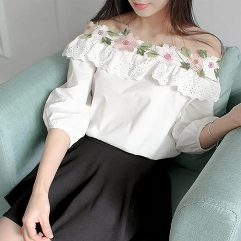 Floral & Lace Ruffle Shirt