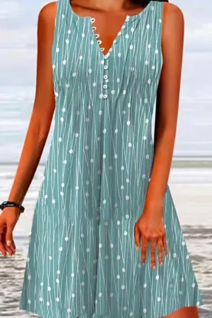 Floral Buttoned Sleeveless summer Dress