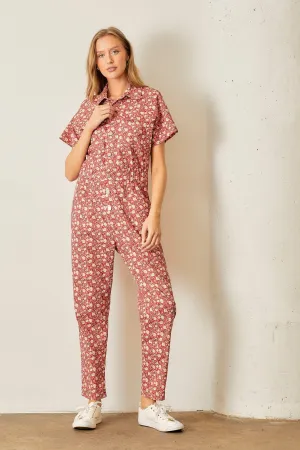 FLORAL DENIM JUMPSUIT