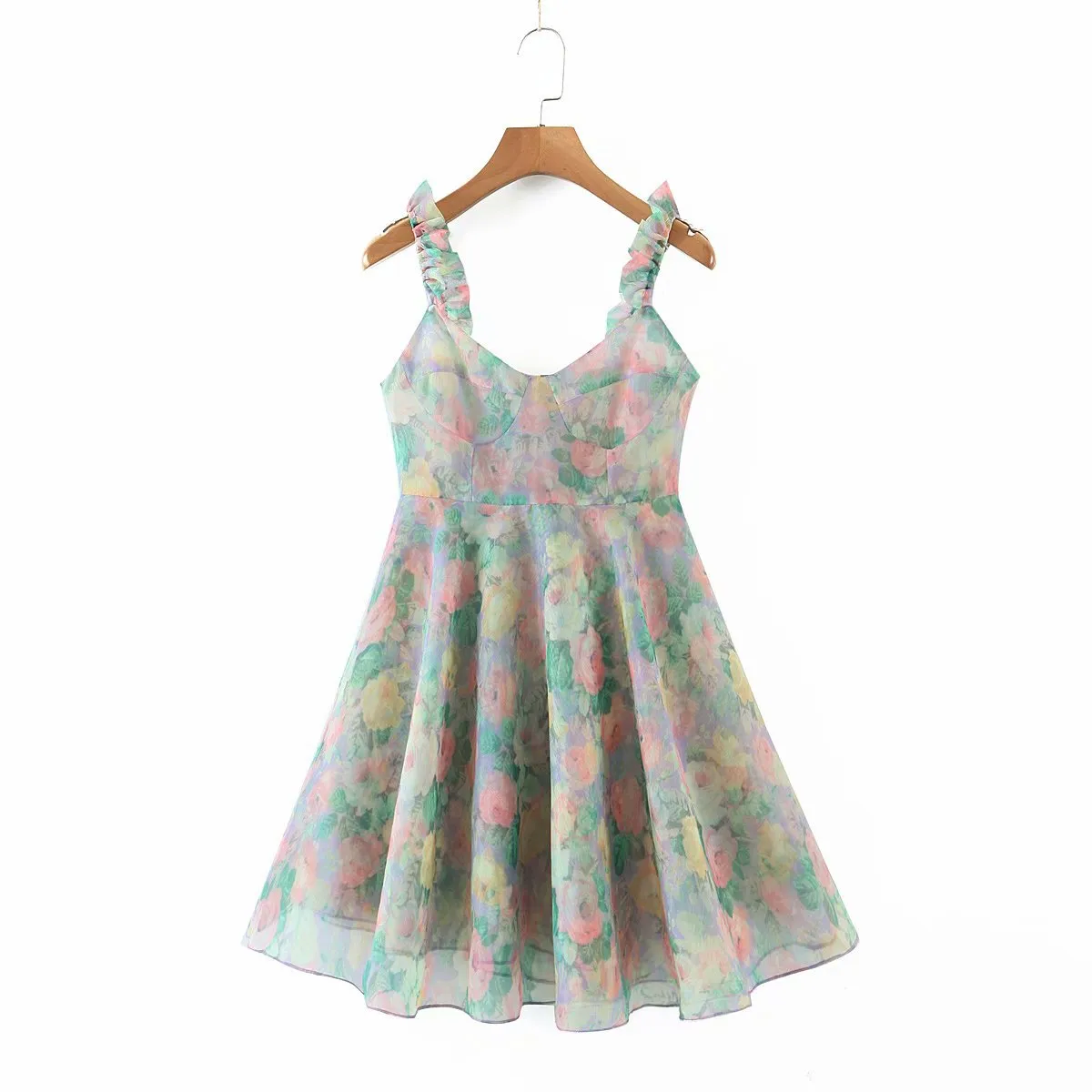 Floral Fungus Strap Suspender Casual Mini Dresses