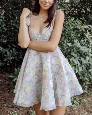 Floral Fungus Strap Suspender Casual Mini Dresses