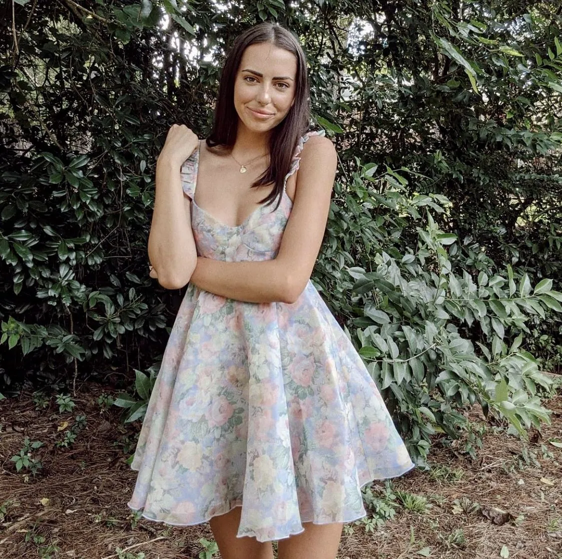 Floral Fungus Strap Suspender Casual Mini Dresses