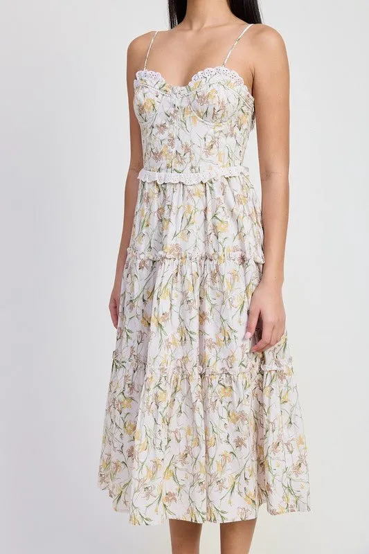 Floral Midi Corset Dress