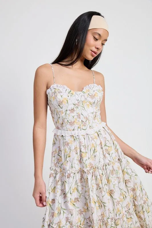 Floral Midi Corset Dress