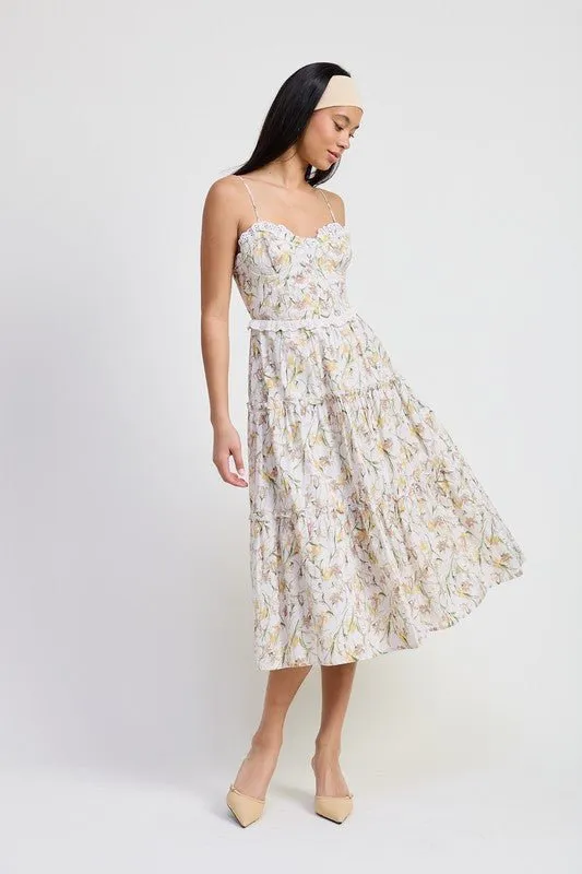 Floral Midi Corset Dress