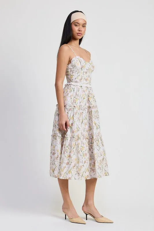 Floral Midi Corset Dress