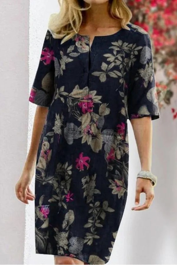 Floral Printing Midi Dress