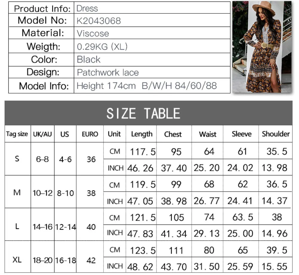 Floral V-neck Lace Slit Leg Maxi Midi Dresses