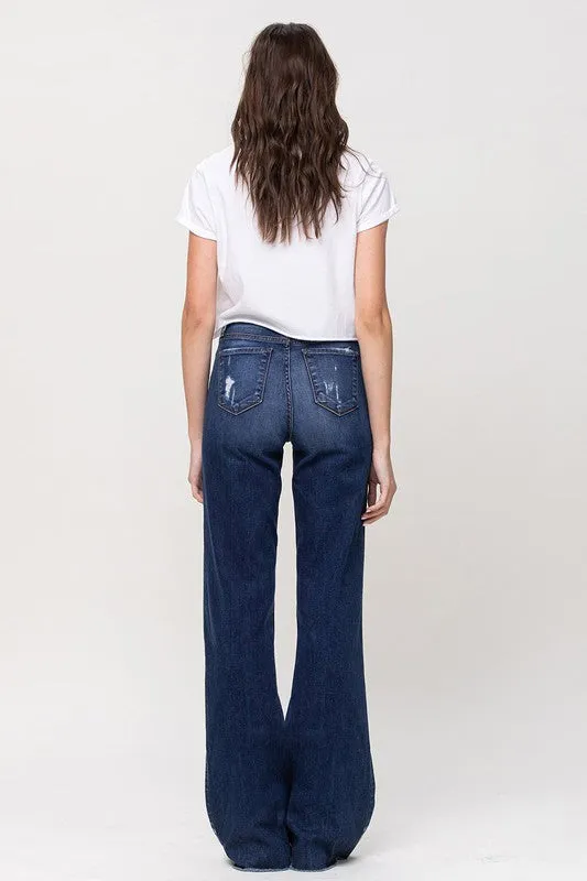 Flying Monkey High Rise Distressed Wide Leg Jeans