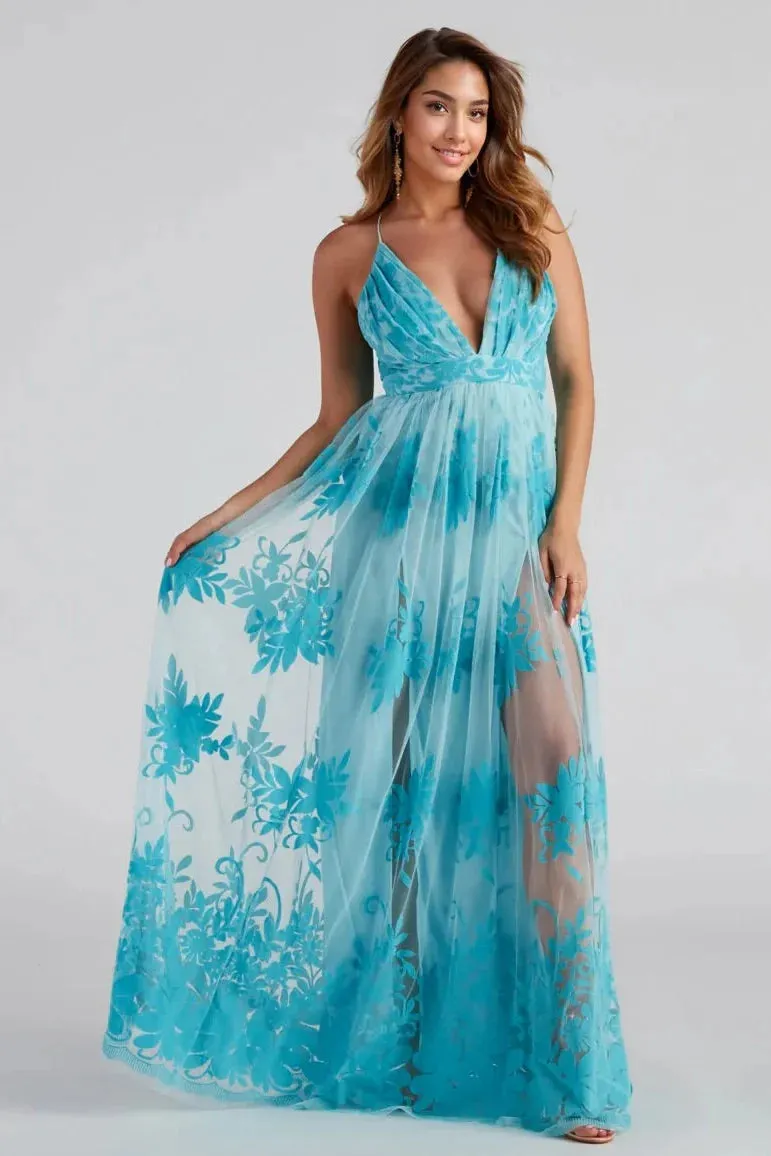 Formal Flocked Velvet Dress