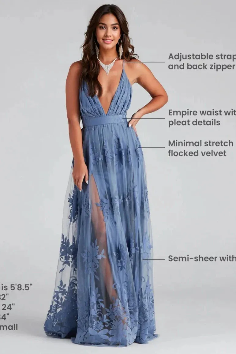 Formal Flocked Velvet Dress