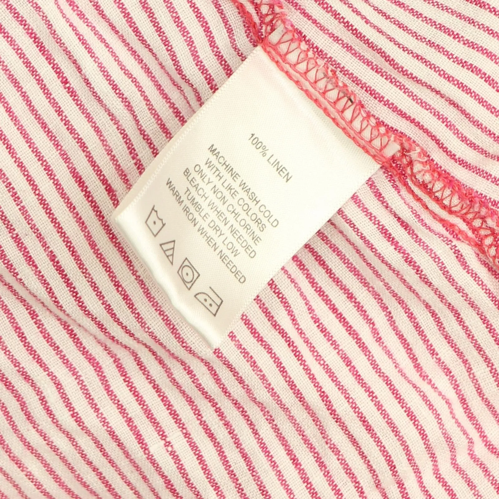 Fox Craft Womens Linen Striped Plus Size Button Up Shirt Red / White Stripes 20W