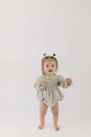 French Gray Floral | Ruffle Romper