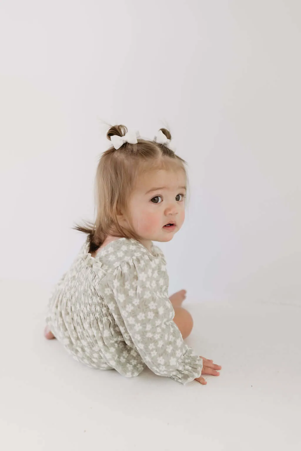 French Gray Floral | Ruffle Romper