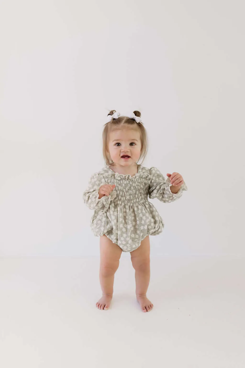 French Gray Floral | Ruffle Romper