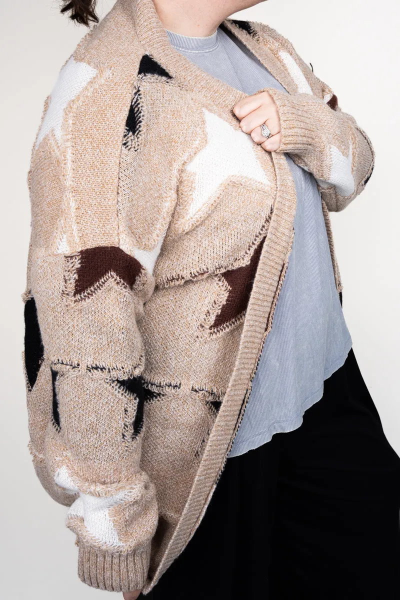 Frosty Star Beige Knit Cardigan