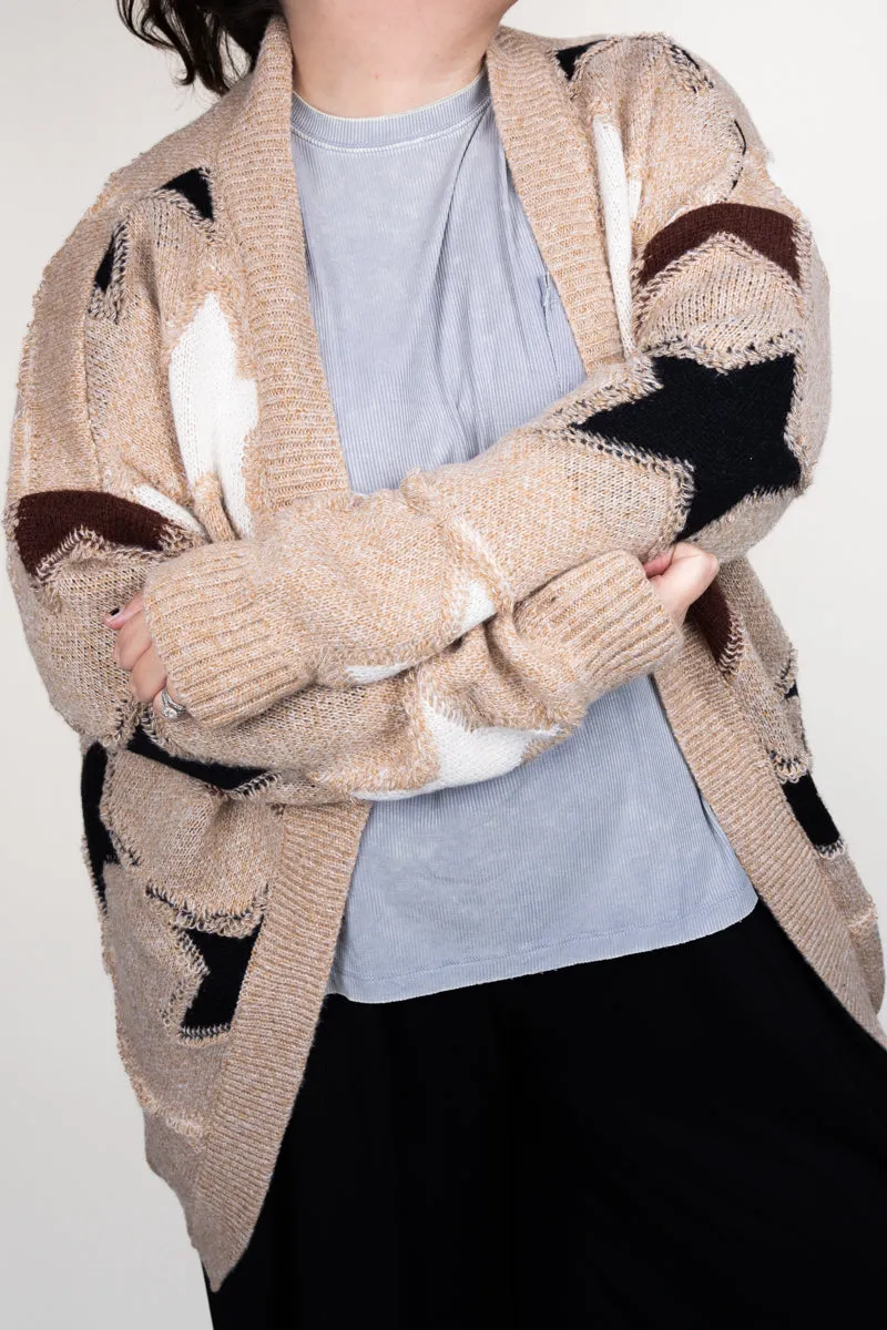 Frosty Star Beige Knit Cardigan