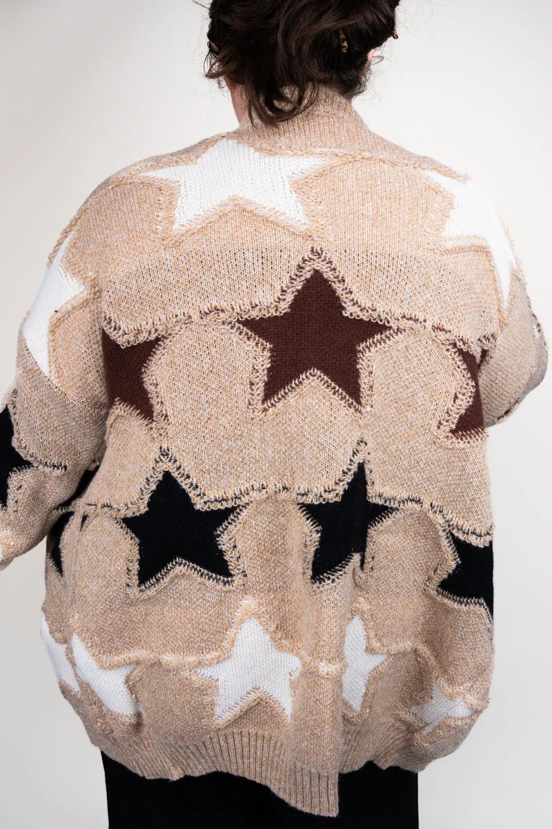 Frosty Star Beige Knit Cardigan