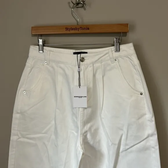 GENERATION LOVE LYNN DENIM Boyfriend Jean Pant White Sz M NEW