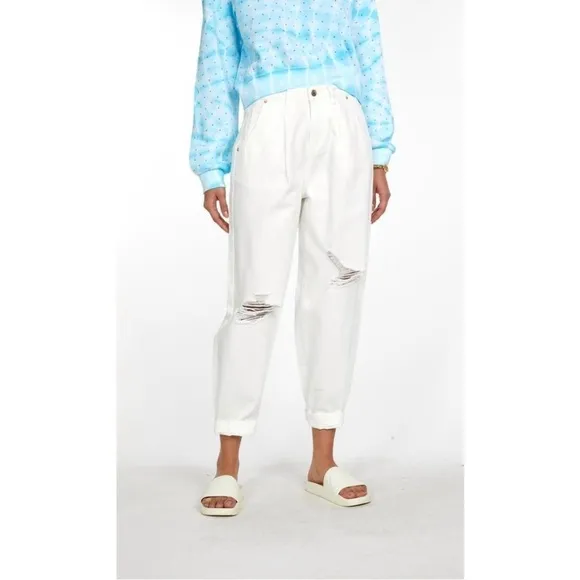 GENERATION LOVE LYNN DENIM Boyfriend Jean Pant White Sz M NEW