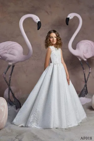 Girls Diamond Pattern Tulle Ballgown Dress