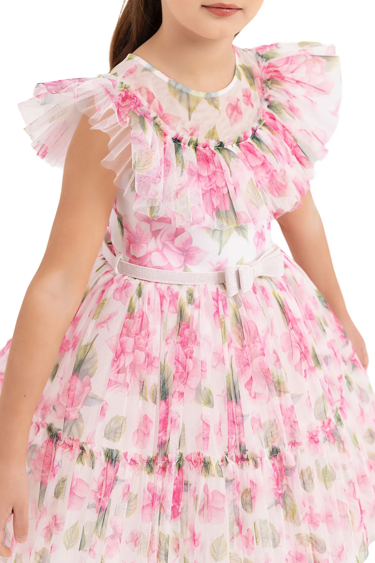 Girls' Garden Rose Dress with Ruffles