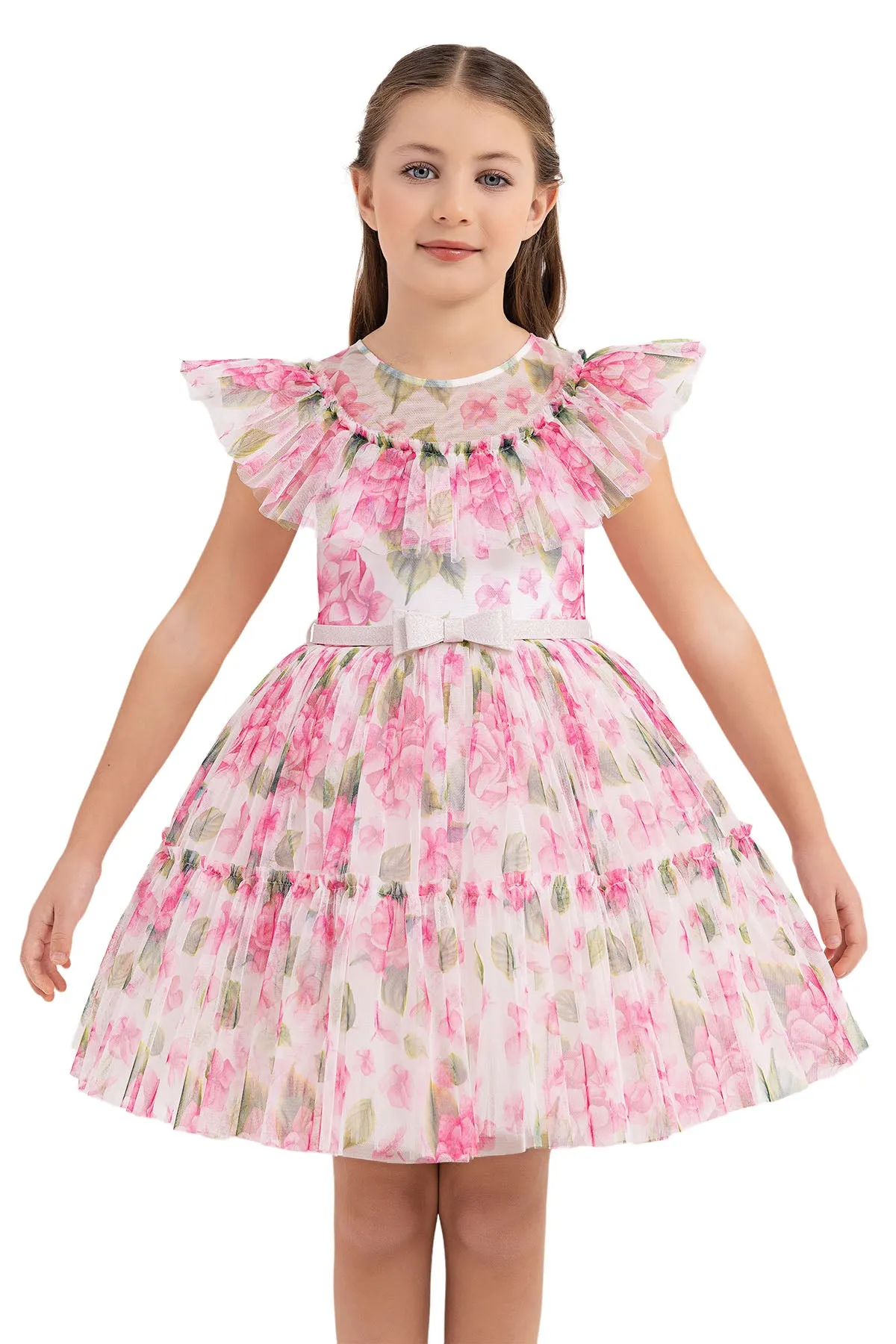Girls' Garden Rose Dress with Ruffles