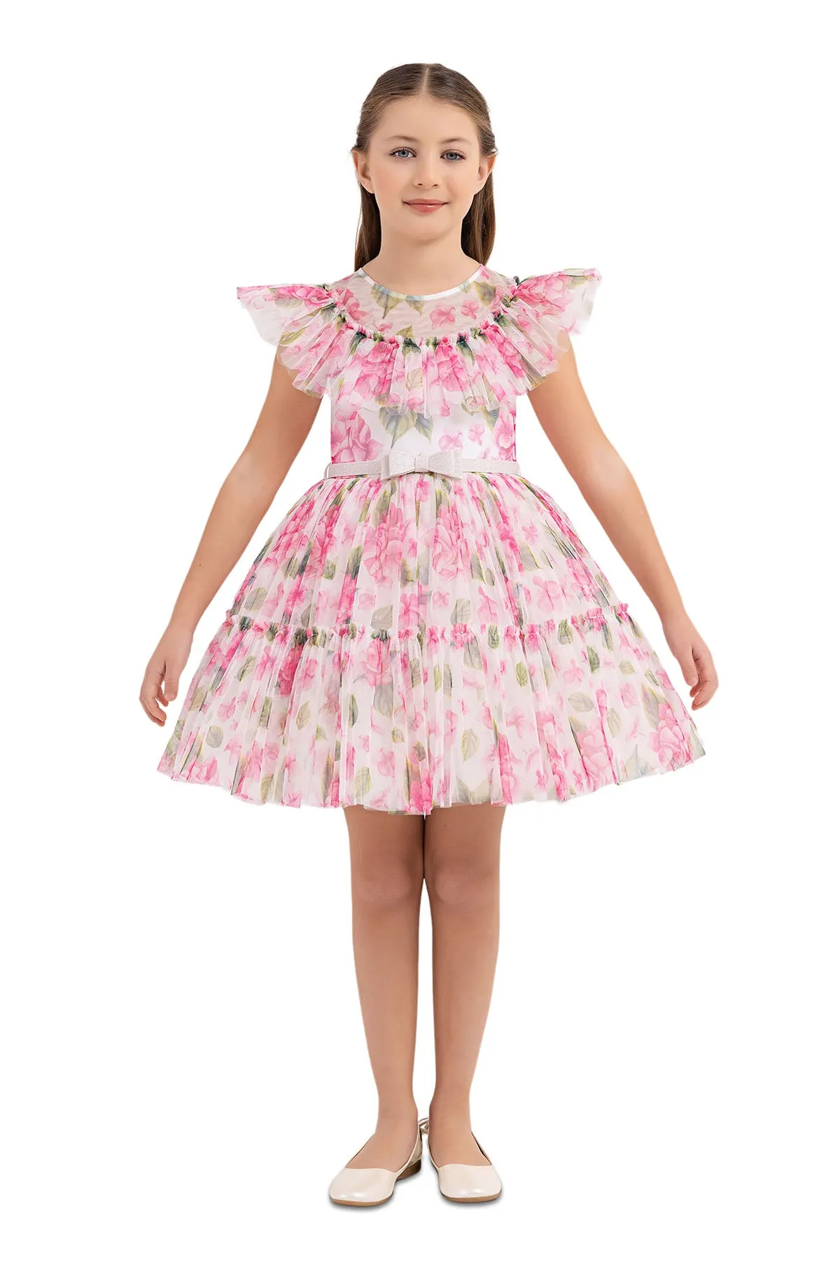 Girls' Garden Rose Dress with Ruffles