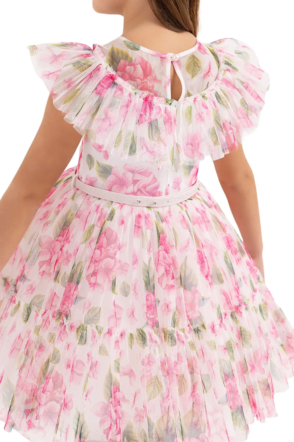 Girls' Garden Rose Dress with Ruffles