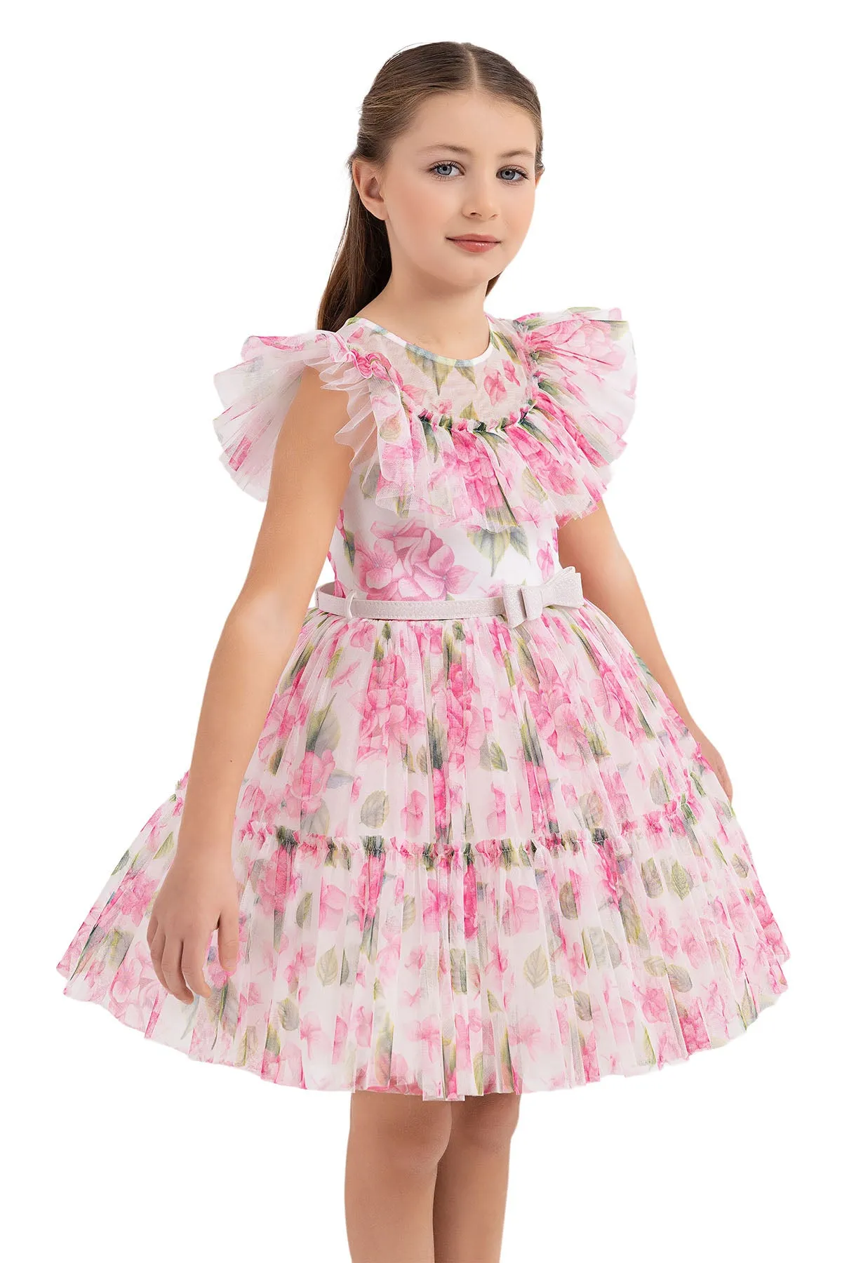 Girls' Garden Rose Dress with Ruffles
