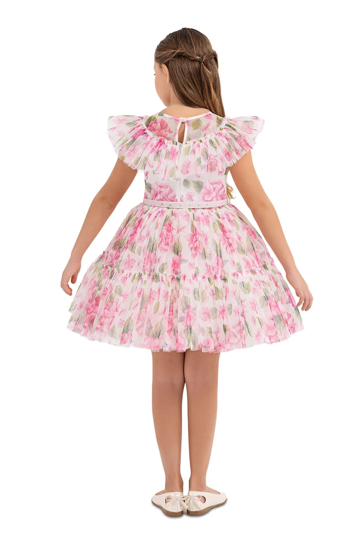 Girls' Garden Rose Dress with Ruffles