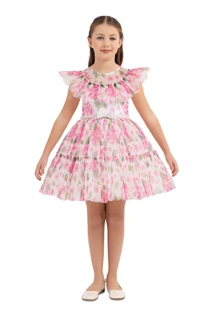 Girls' Garden Rose Dress with Ruffles
